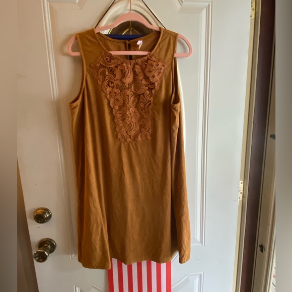 Xhilaration Dresses & Skirts - Xhiliration faux suede tan sleeveless dress